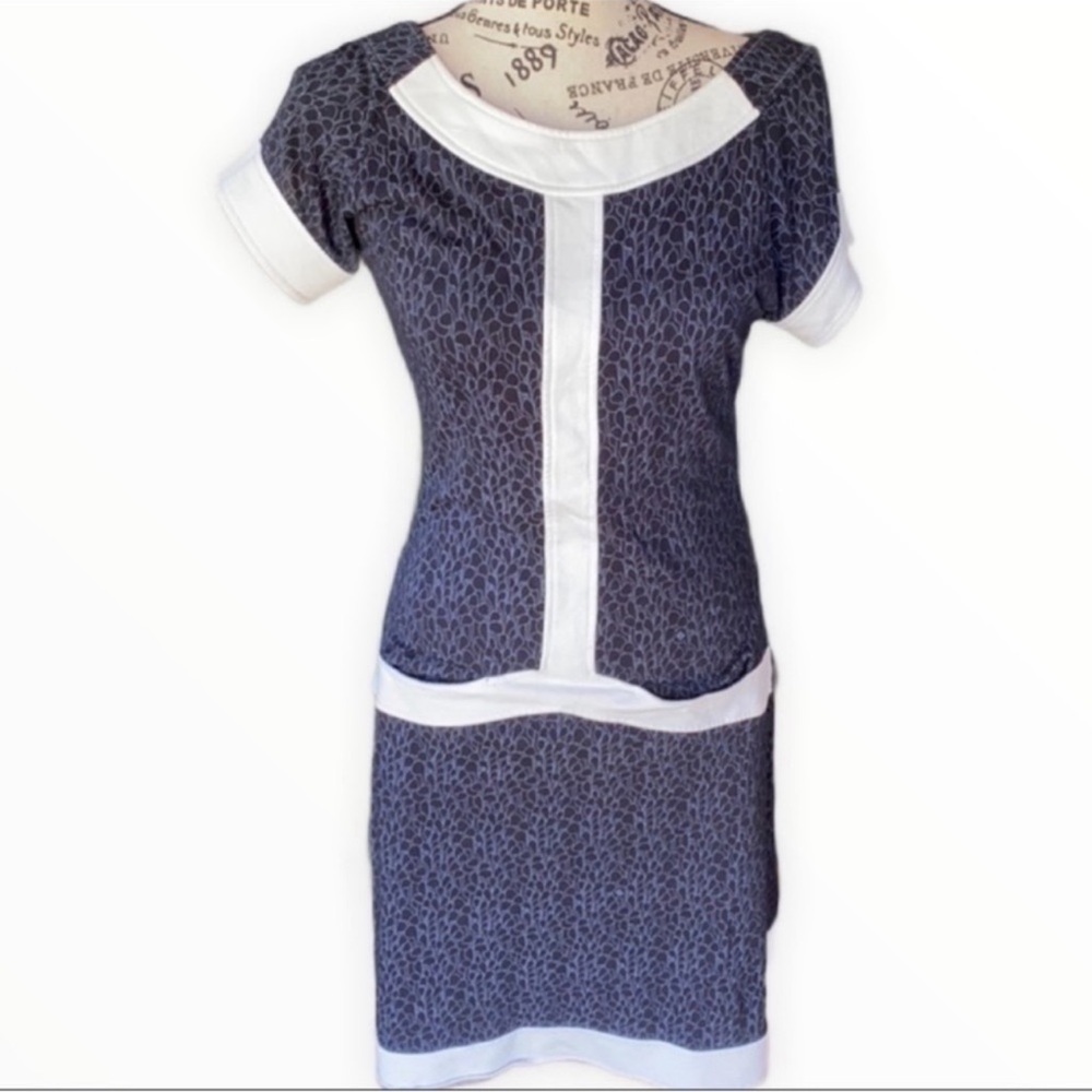 RARE Mod Mini Dress Skunkfunk Blue & Off White Small retro 60’s
